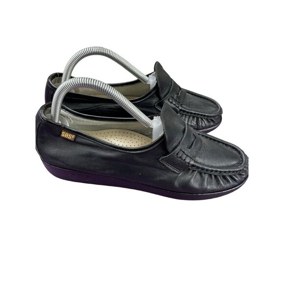 SAS Classic Timeless Loafers Shoes Size 10 Black Leather - Picture 6 of 9